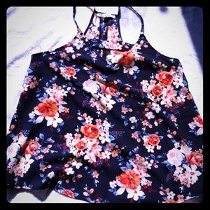 NWOT floral navy tank